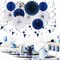 Navy-Blue White-Silver Graduation Party-Decorations - 33pcs Kits Banner, Streamers Tassel Garland,Tissue Pom Poms Honeycomb, Paper Lantern Fans,Wedding Birthday Baby Shower Backdrop Decor Hugtmr